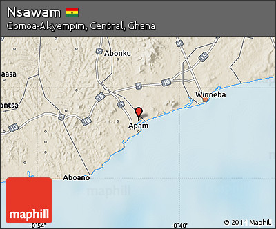Shaded Relief Map of Nsawam