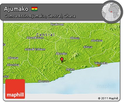 Physical Panoramic Map of Ajumako
