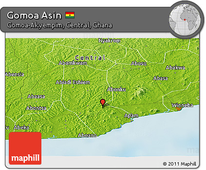 Physical Panoramic Map of Gomoa Asin