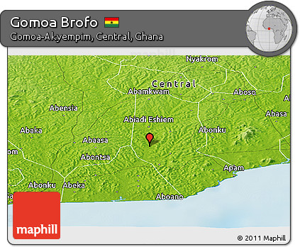 Physical Panoramic Map of Gomoa Brofo
