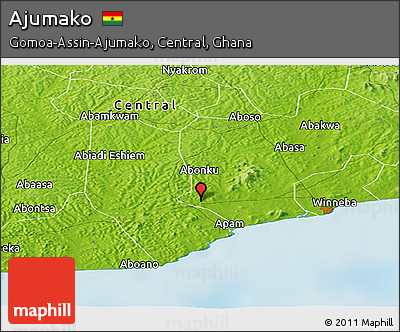 Physical Panoramic Map of Ajumako
