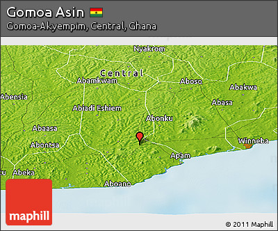 Physical Panoramic Map of Gomoa Asin