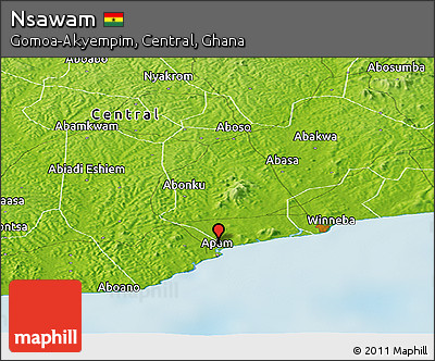 Physical Panoramic Map of Nsawam
