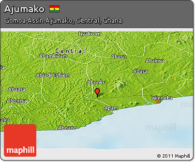 Physical Panoramic Map of Ajumako