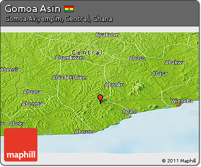 Physical Panoramic Map of Gomoa Asin