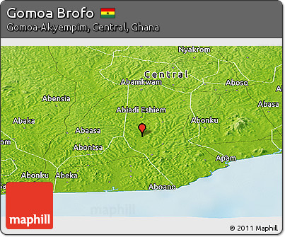 Physical Panoramic Map of Gomoa Brofo