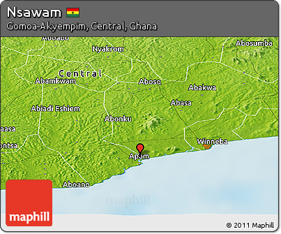 Physical Panoramic Map of Nsawam