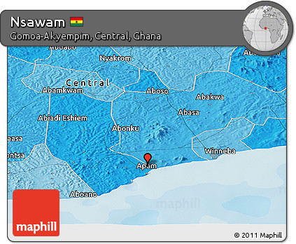 Political Panoramic Map of Nsawam