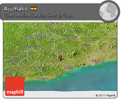 Satellite Panoramic Map of Ajumako