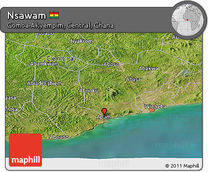 Satellite Panoramic Map of Nsawam