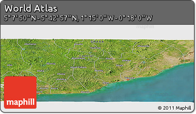 Satellite Panoramic Map of the Area around 5°&nbsp;25'&nbsp;24"&nbsp;N,&nbsp;0°&nbsp;46'&nbsp;30"&nbsp;W