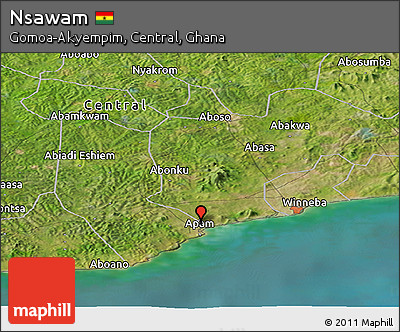 Satellite Panoramic Map of Nsawam