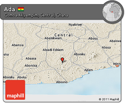 Shaded Relief Panoramic Map of Ada