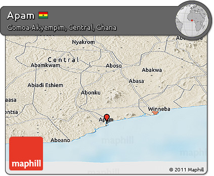 Shaded Relief Panoramic Map of Apam
