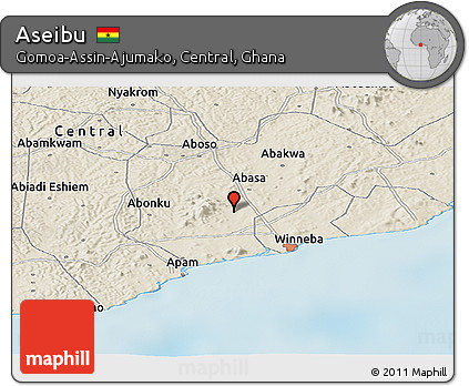 Shaded Relief Panoramic Map of Aseibu