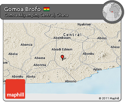 Shaded Relief Panoramic Map of Gomoa Brofo