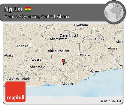 Shaded Relief Panoramic Map of Ngilisi