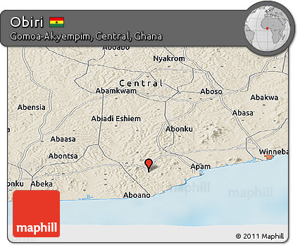 Shaded Relief Panoramic Map of Obiri