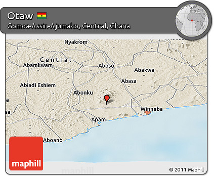 Shaded Relief Panoramic Map of Otaw
