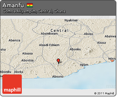 Shaded Relief Panoramic Map of Amanfu