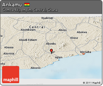 Shaded Relief Panoramic Map of Ankamu