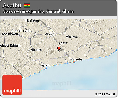 Shaded Relief Panoramic Map of Aseibu
