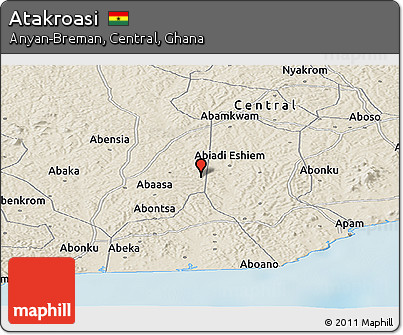 Shaded Relief Panoramic Map of Atakroasi