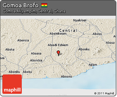 Shaded Relief Panoramic Map of Gomoa Brofo