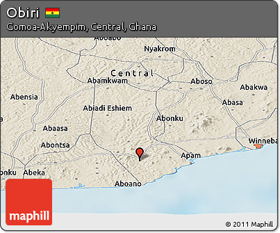 Shaded Relief Panoramic Map of Obiri