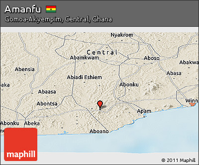 Shaded Relief Panoramic Map of Amanfu