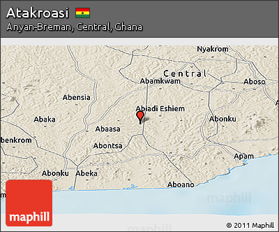 Shaded Relief Panoramic Map of Atakroasi
