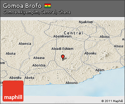 Shaded Relief Panoramic Map of Gomoa Brofo