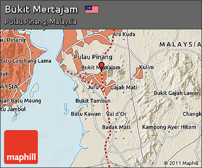 Shaded Relief 3D Map of Bukit Mertajam