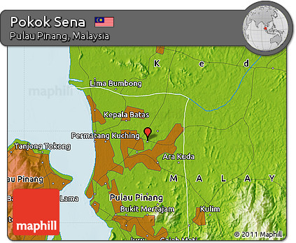 Physical Map of Pokok Sena