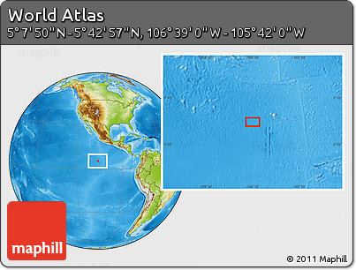 Physical Location Map of the Area around 5° 25' 24" N, 106° 10' 30" W