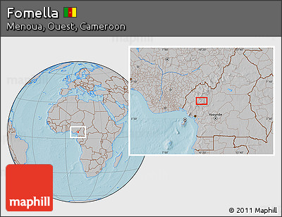 Gray Location Map of Fomella, hill shading
