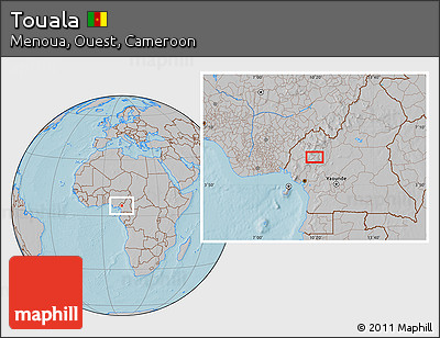 Gray Location Map of Touala, hill shading