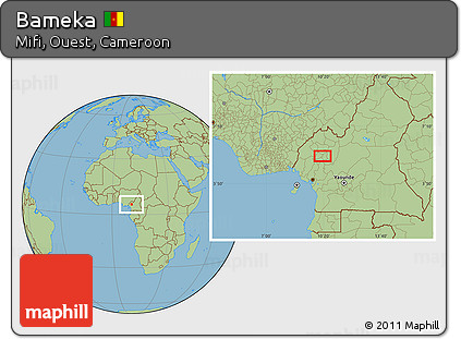 Savanna Style Location Map of Bameka