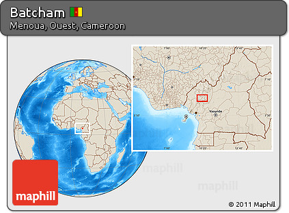 Shaded Relief Location Map of Batcham