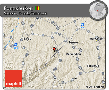 Shaded Relief Map of Fonakeukeu