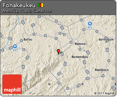 Shaded Relief Map of Fonakeukeu