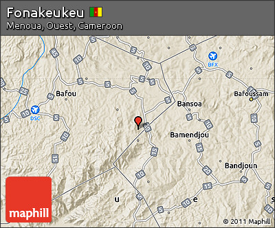 Shaded Relief Map of Fonakeukeu
