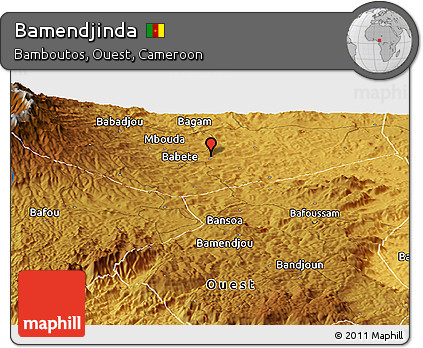 Physical Panoramic Map of Bamendjinda