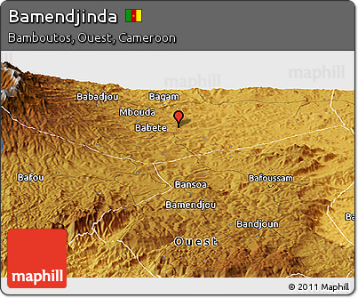 Physical Panoramic Map of Bamendjinda