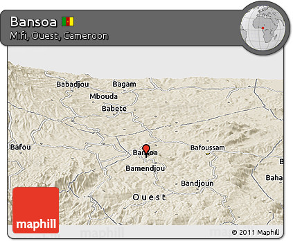 Shaded Relief Panoramic Map of Bansoa