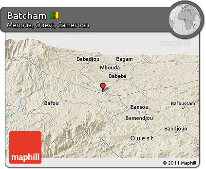 Shaded Relief Panoramic Map of Batcham