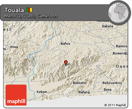 Shaded Relief Panoramic Map of Touala
