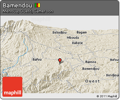 Shaded Relief Panoramic Map of Bamendou