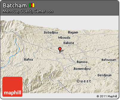 Shaded Relief Panoramic Map of Batcham