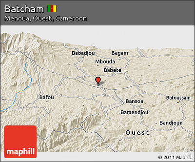 Shaded Relief Panoramic Map of Batcham
